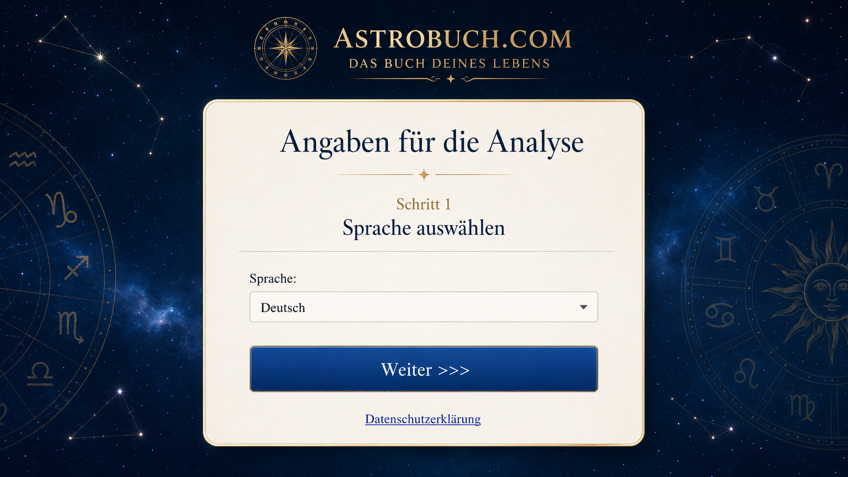 Auswahl der Sprache für Das Buch Deines Lebens